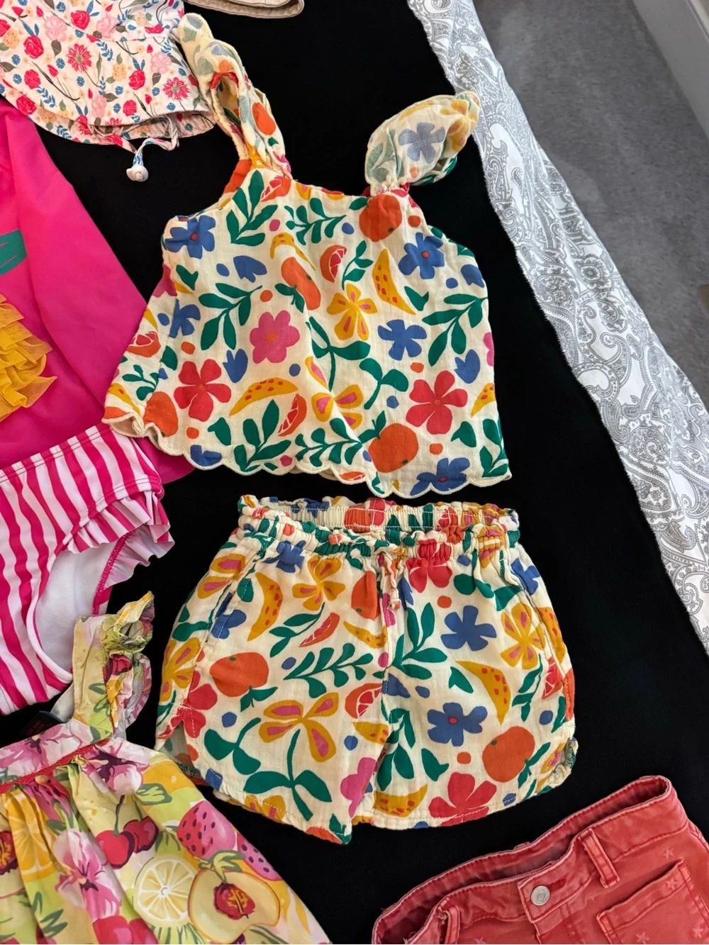 Girls Mixed Summer Outfits Bundle - Bright Fruit & Floral Prints